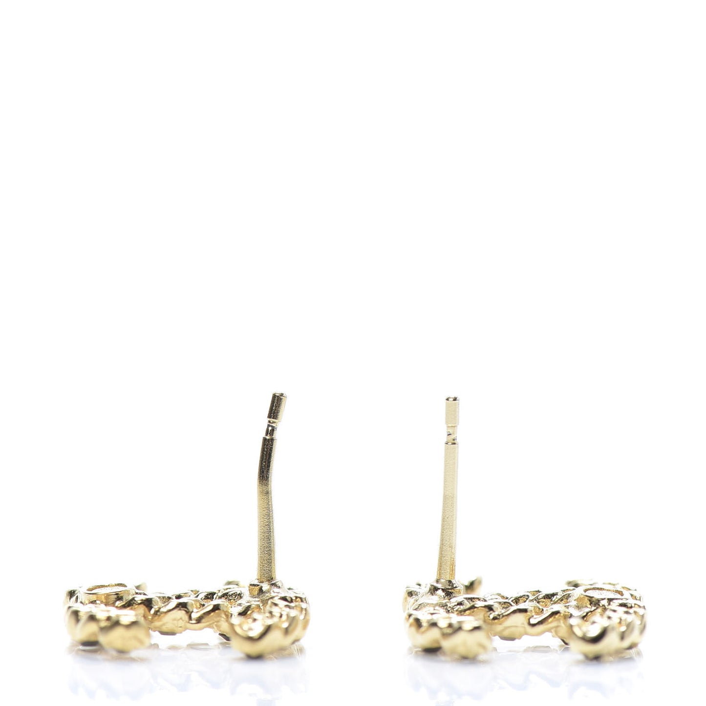 Crystal CC Chain Earrings Gold Black