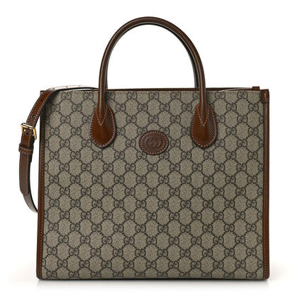 Gucci GG Supreme Monogram Azalea Calfskin Small Retro Interlocking G Tote Bag Beige Ebony Brown Sugar 2 of 10