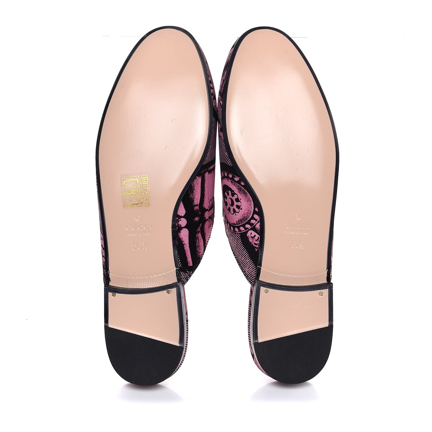 Gucci Silk Satin GG Wallpaper Saint Romain Womens Princetown Slippers 36.5 Pink Black 5 of 8