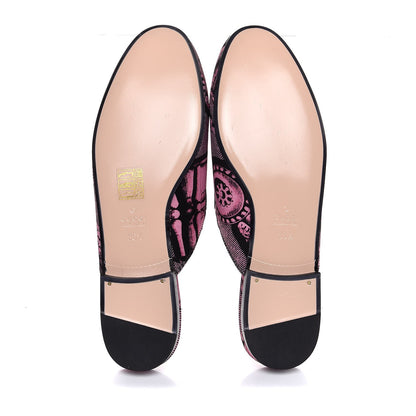 Gucci Silk Satin GG Wallpaper Saint Romain Womens Princetown Slippers 36.5 Pink Black 5 of 8