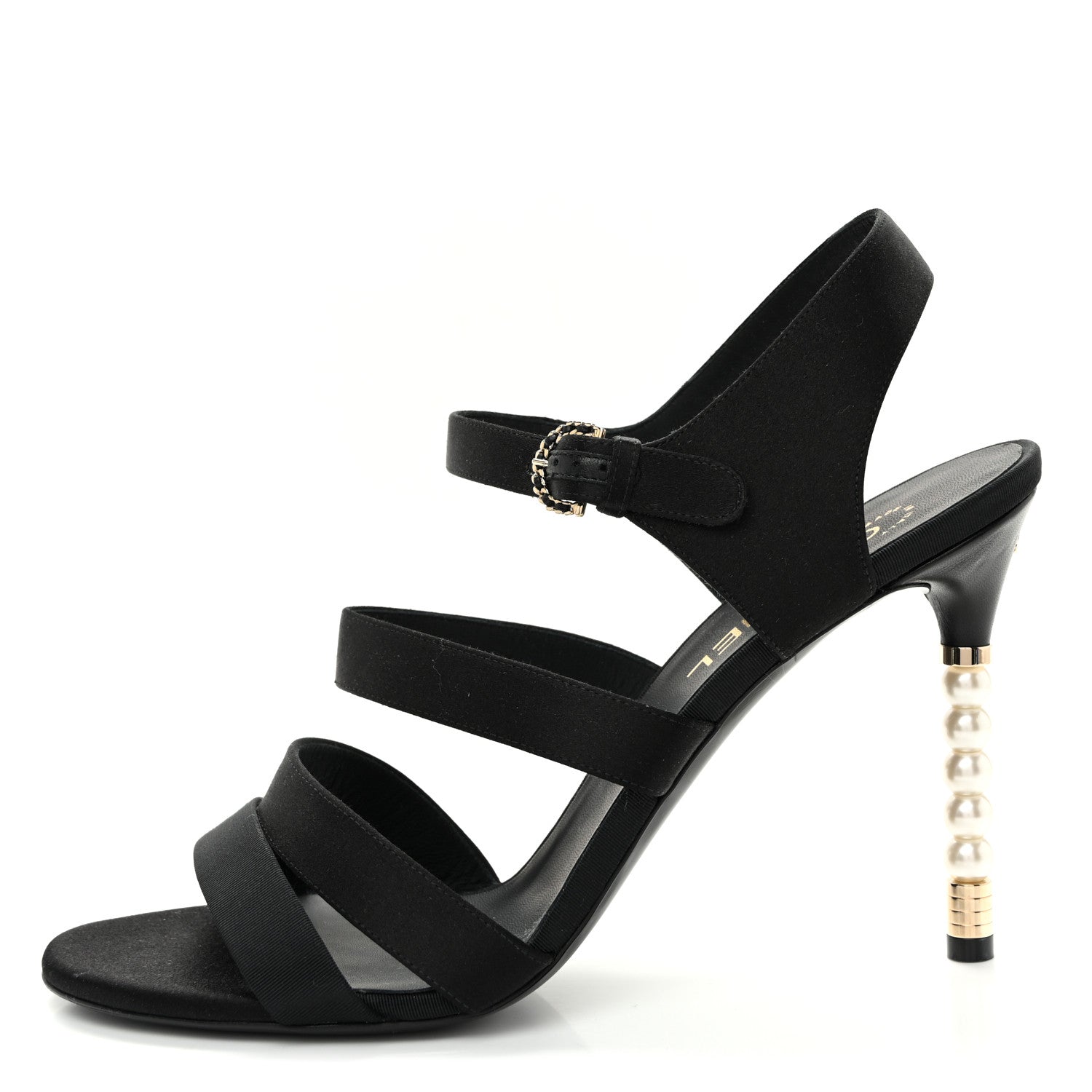 Chanel Kid Suede Pearl Sandals 42 Black 1 of 13