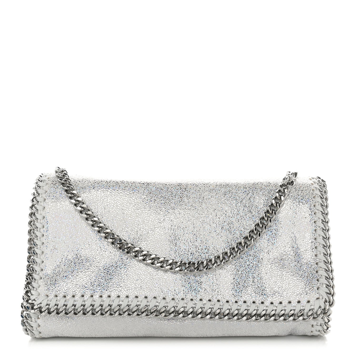 Stella McCartney Chamois Shiny Dotted Nappa Falabella Clutch with Chain Bag White 1 of 10