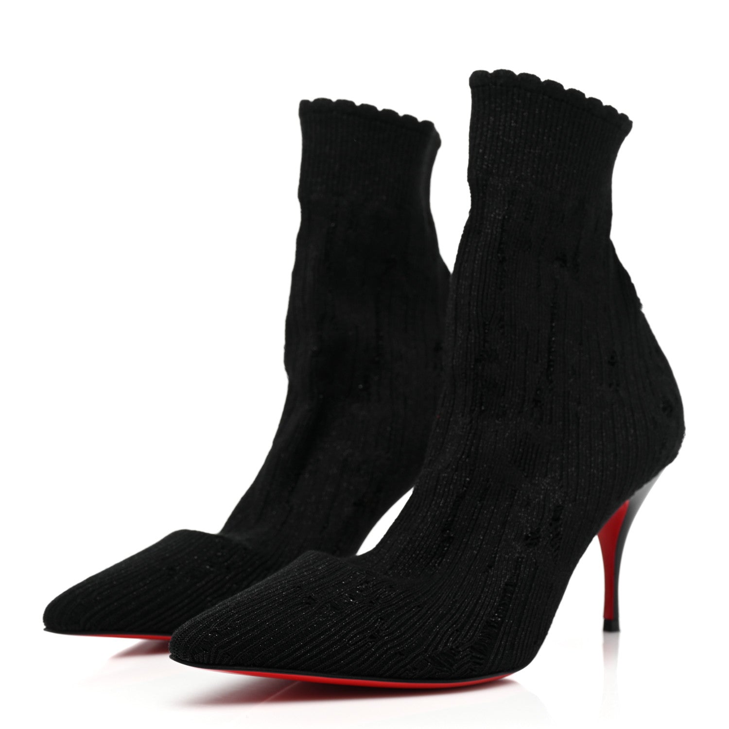 Christian Louboutin Tricot Lurex Sandrine 80 Sock Ankle Boots 38 Black 3 of 12