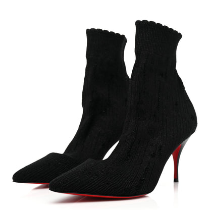 Christian Louboutin Tricot Lurex Sandrine 80 Sock Ankle Boots 38 Black 3 of 12