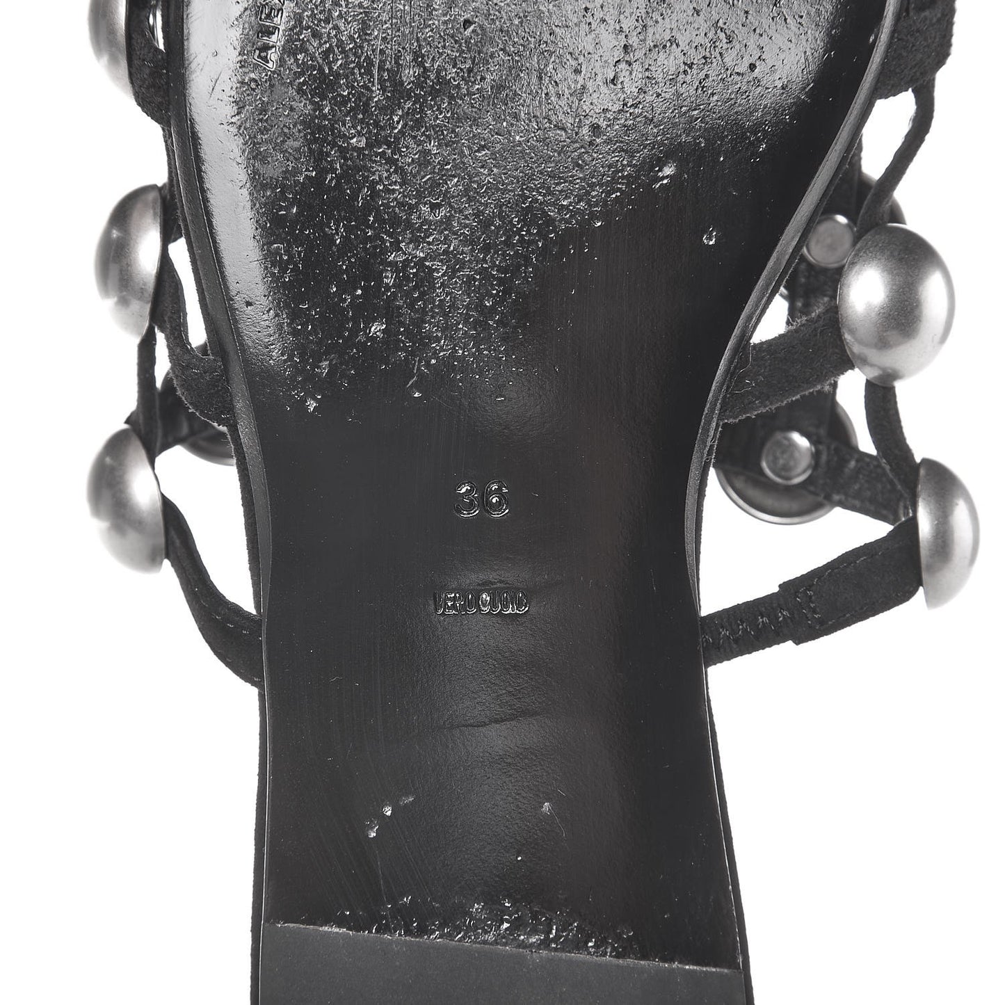 Suede Studded Amelia Slide Sandals 36 Black
