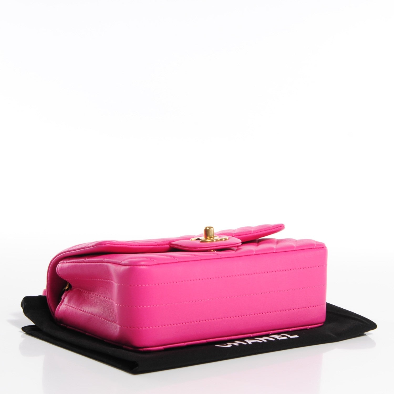 Chanel Lambskin Chevron Quilted Mini Rectangular Flap Pink 4 of 9