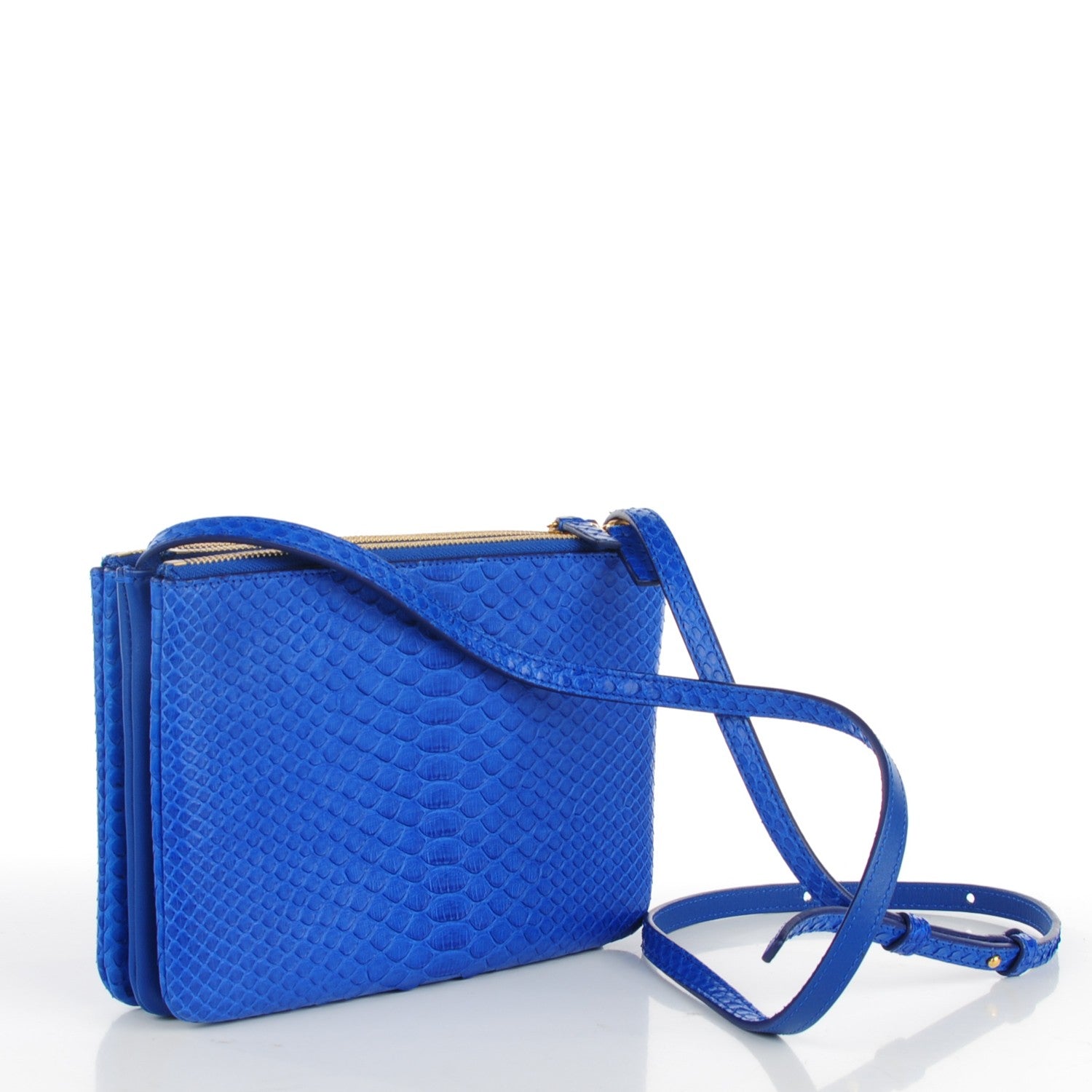 Celine Python Small Trio Crossbody Bag Royal Blue 3 of 7