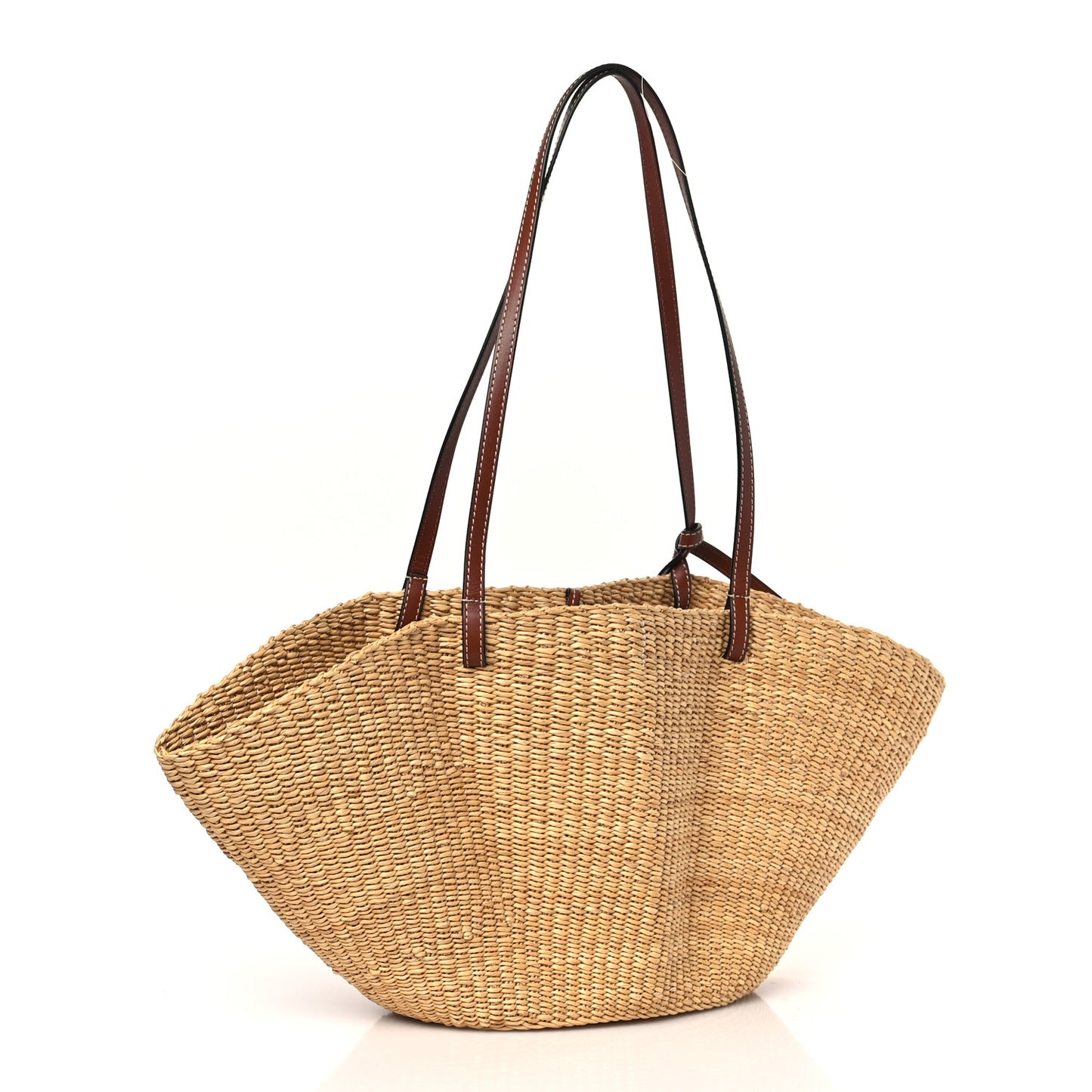 Calfskin Raffia Paulas Ibiza Small Basket Tote Bag Natural Tan