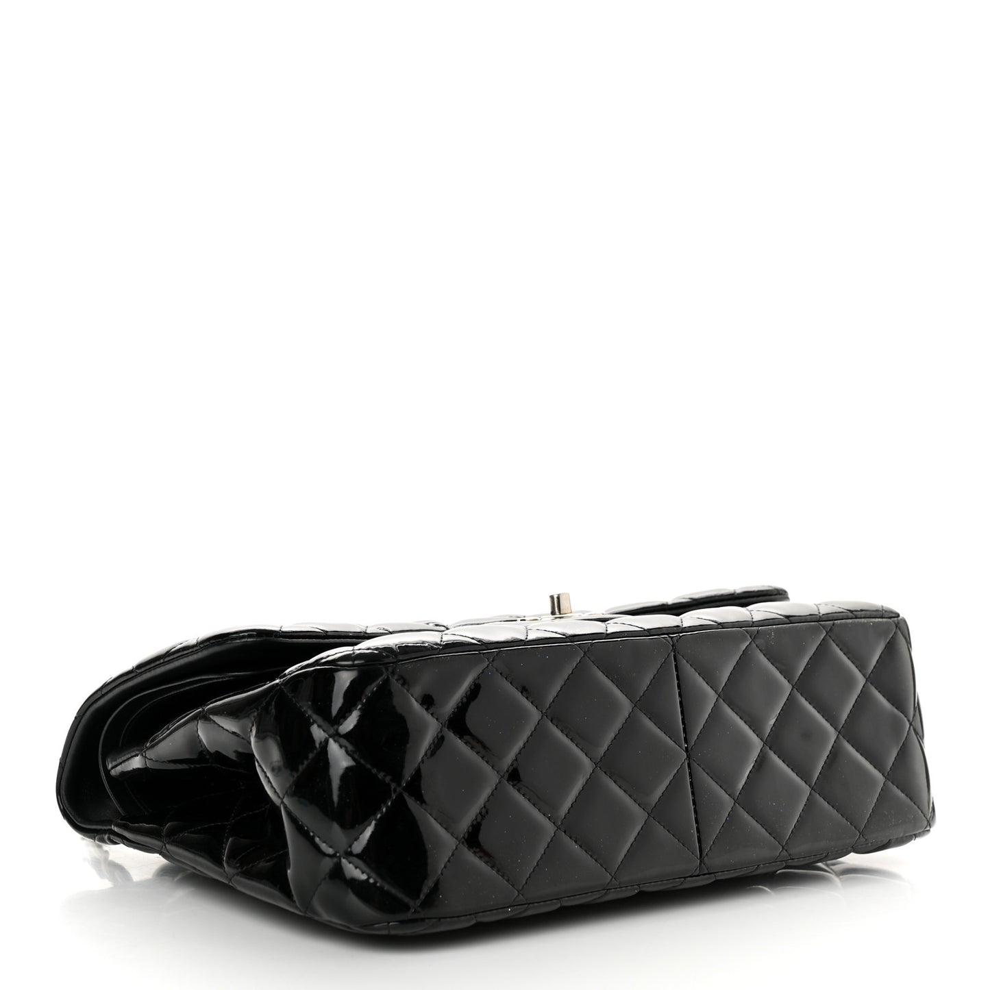 Patent Quilted Jumbo Double Flap Black