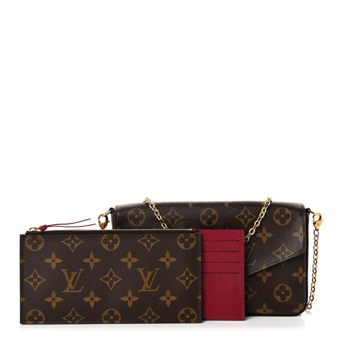 Monogram Pochette Felicie Chain Wallet Fuchsia