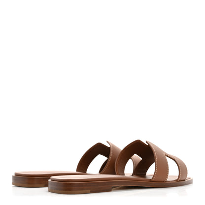 Hermes Box Calfskin Oran Sandals 35.5 Gold 5 of 10