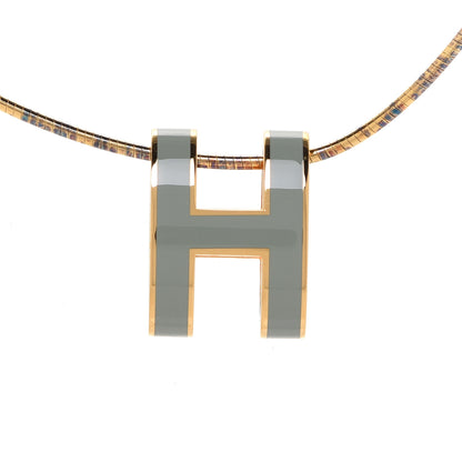 Hermes Lacquered Gold Pop H Pendant Necklace Jade 4 of 7