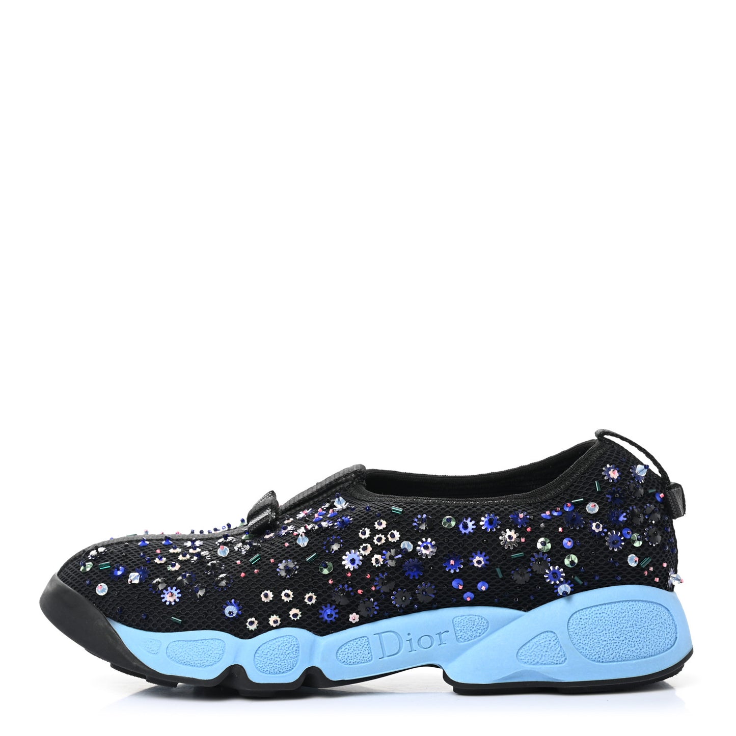 Technical Canvas Embellished Dior Fusion Sneakers 36.5 Black Blue