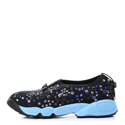Christian Dior Technical Canvas Embellished Dior Fusion Sneakers 36.5 Black Blue 1 of 10