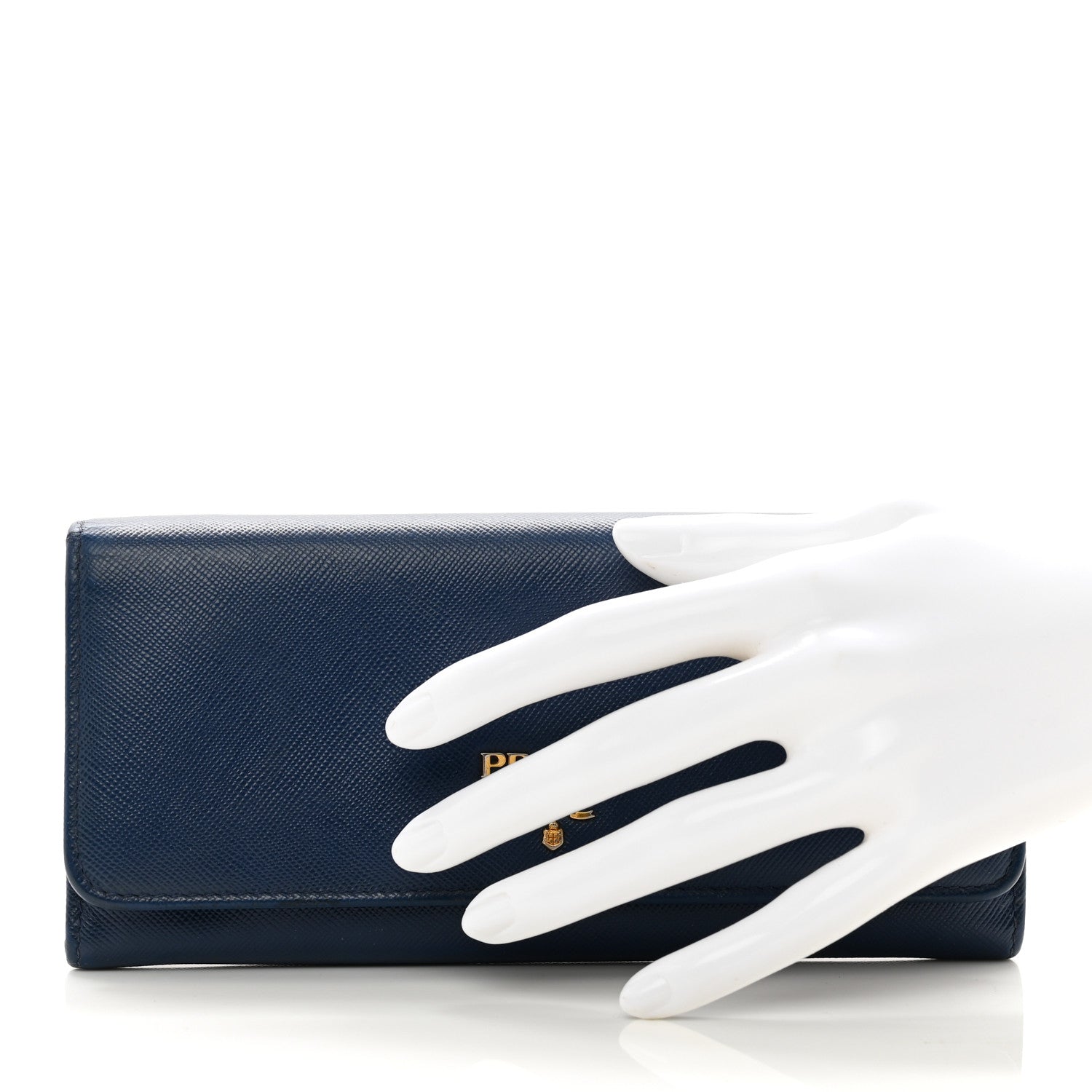 Prada Saffiano Metal Continental Flap Wallet Bleuette 2 of 9