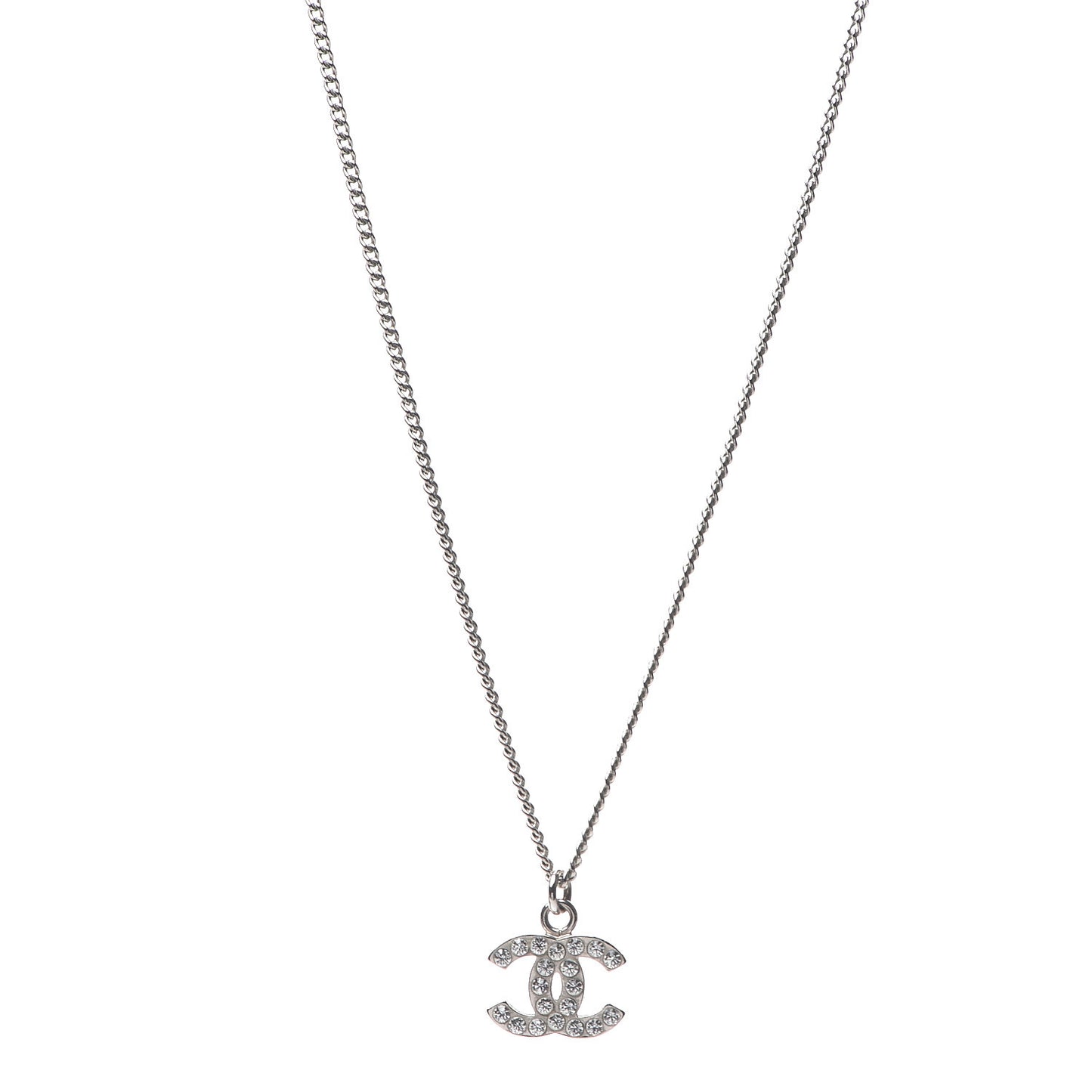 Crystal CC Pendant Necklace Silver