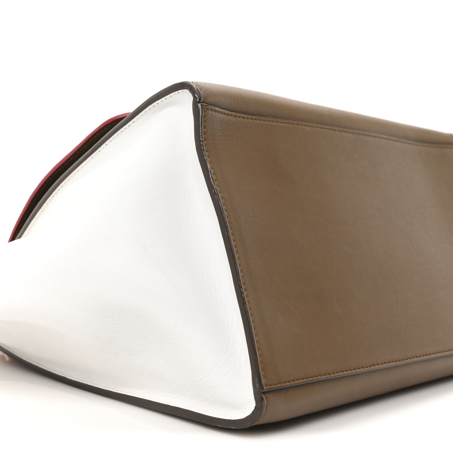 Smooth Calfskin Suede Medium Tri-Color Trapeze Vermillion