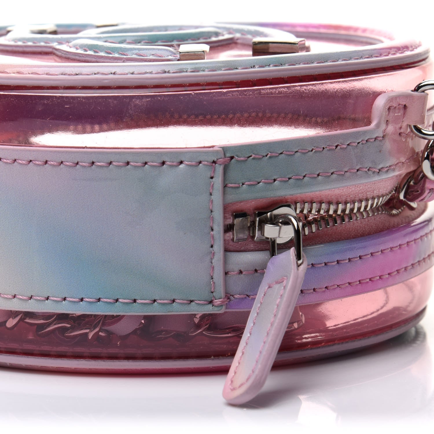 Chanel PVC Lambskin Filigree Round Clutch With Chain Pink 9 of 10