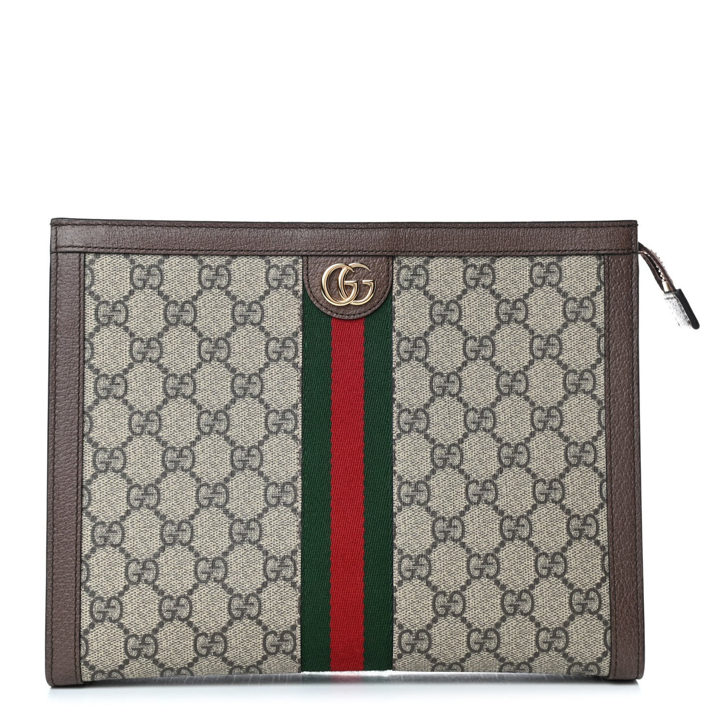 GG Supreme Monogram Web Ophidia Pouch Brown