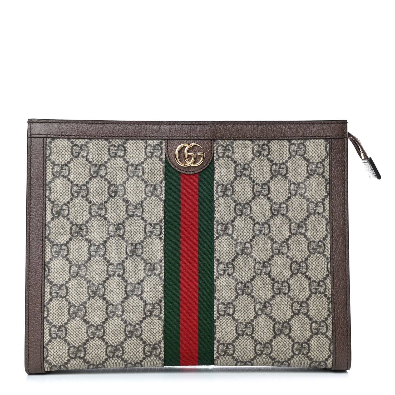 Gucci GG Supreme Monogram Web Ophidia Pouch Brown 1 of 4
