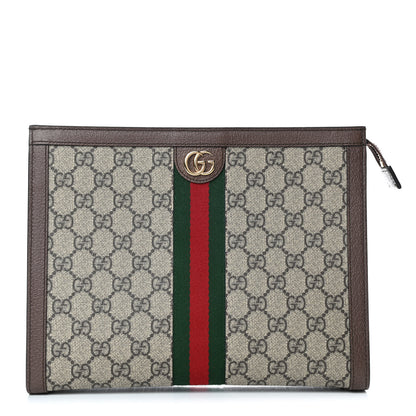 Gucci GG Supreme Monogram Web Ophidia Pouch Brown 1 of 4