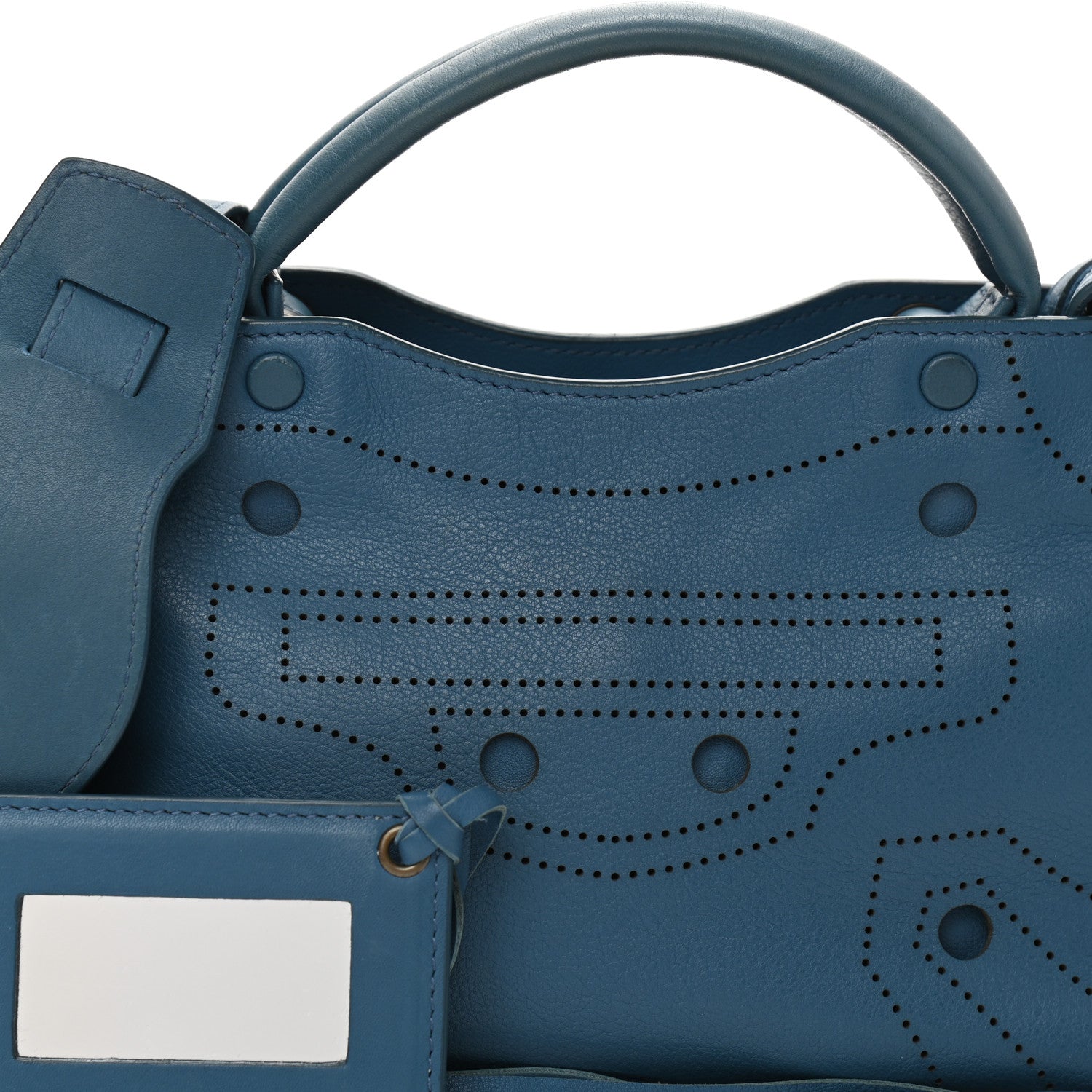 Balenciaga Veau Soyeux Perforated Blackout Hardware Mini City Bleu Canard 8 of 11