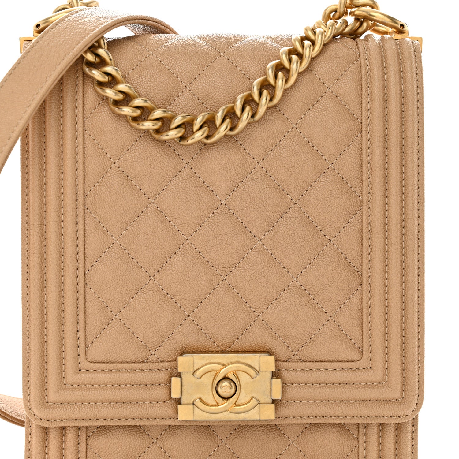 Chanel Calfskin Quilted North South Boy Flap Beige 8 of 11