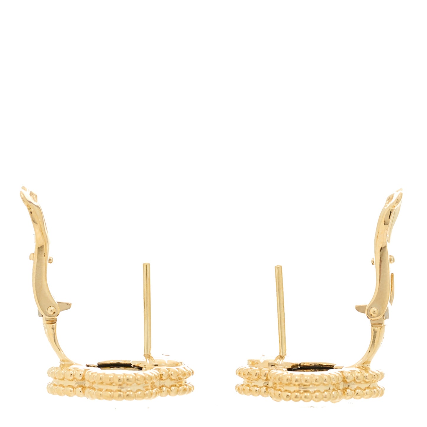 18K Yellow Gold Black Onyx Vintage Alhambra Earrings