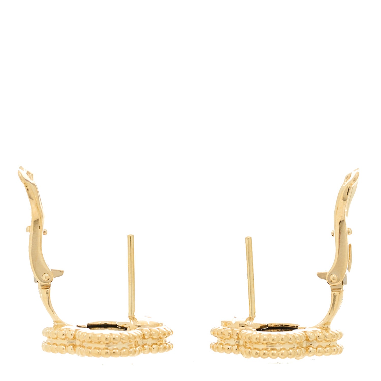 Van Cleef & Arpels 18K Yellow Gold Black Onyx Vintage Alhambra Earrings 3 of 6