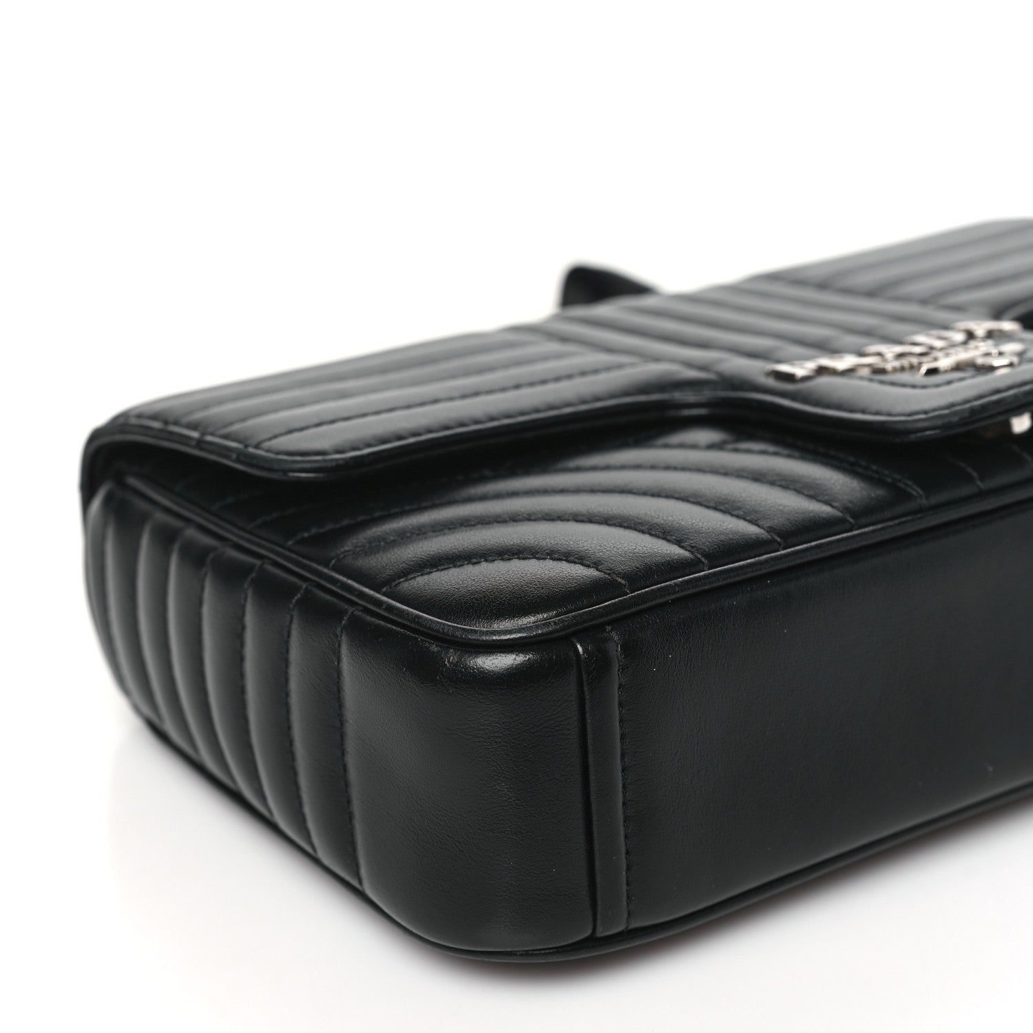 Prada Soft Calfskin Impunture Diagramme Medium Chain Flap Shoulder Bag Black 8 of 9