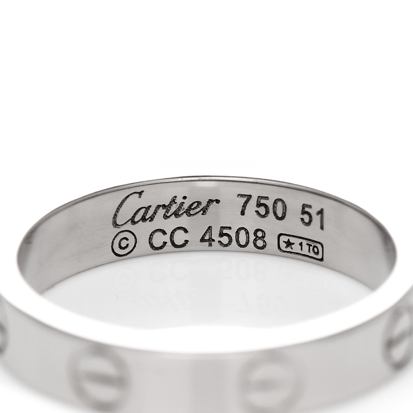 18K White Gold 3.5mm LOVE Wedding Band Ring 51 5.75