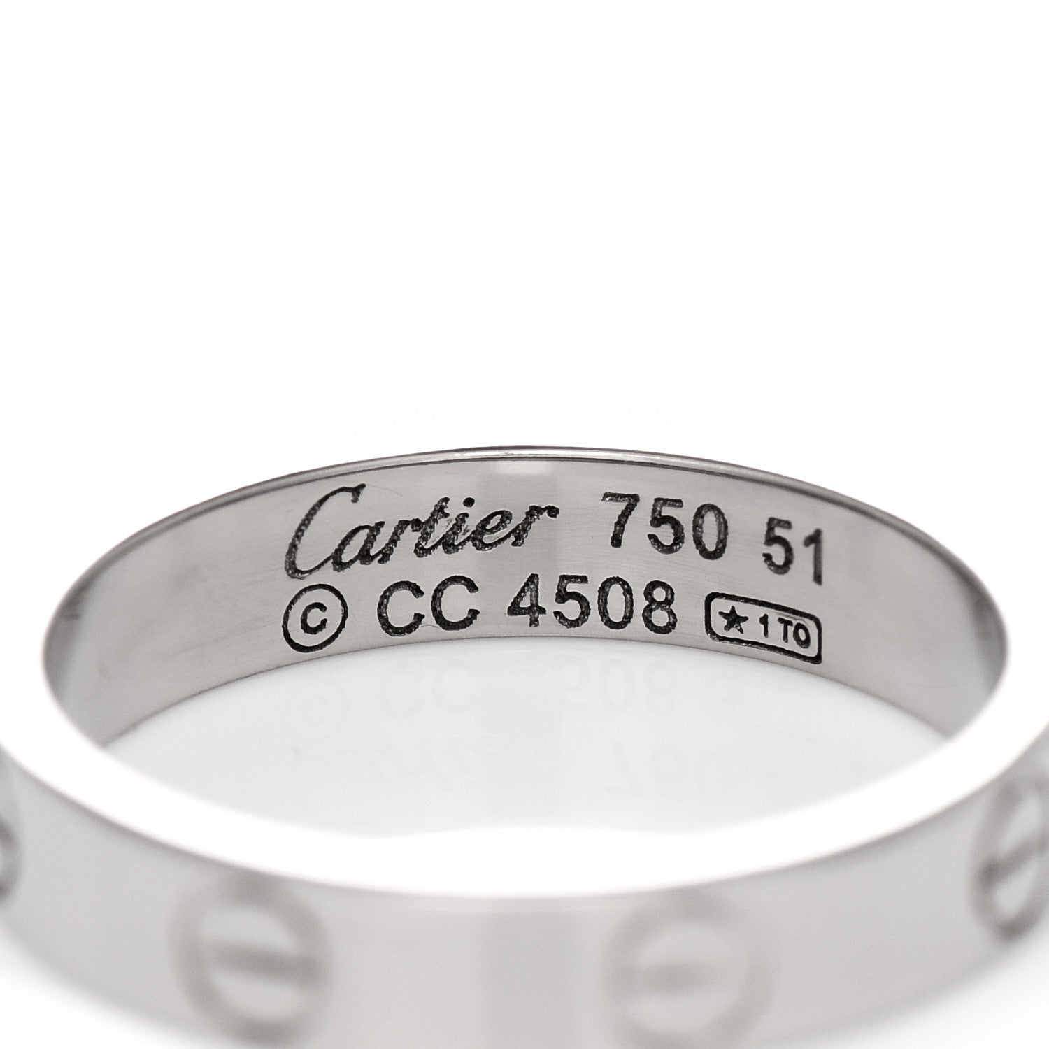 Cartier 18K White Gold 3.5mm LOVE Wedding Band Ring 51 5.75 4 of 4