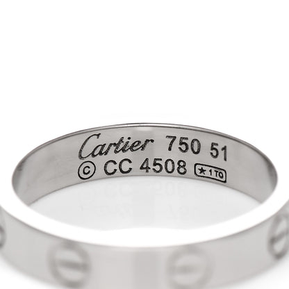 Cartier 18K White Gold 3.5mm LOVE Wedding Band Ring 51 5.75 4 of 4