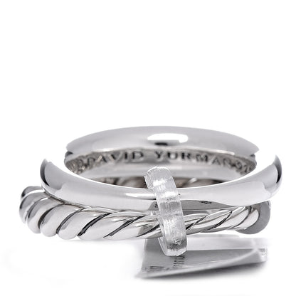 David Yurman Sterling Silver 5mm Pure Form Set of 2 Stack Rings 54 7 3 of 5