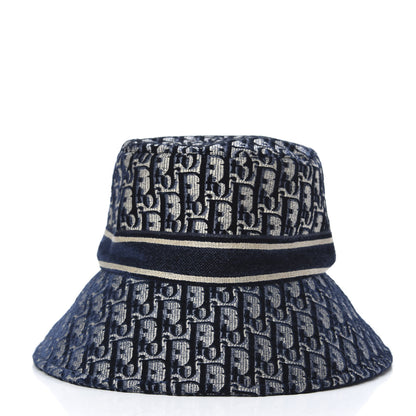 Christian Dior Velvet Oblique Large Brim Bucket Hat 59 Bleu Marine 3 of 5