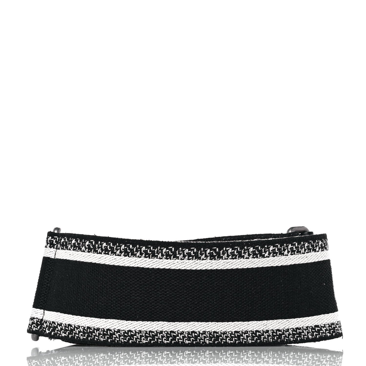 Christian Dior Canvas Embroidered Shoulder Strap Black White 2 of 9
