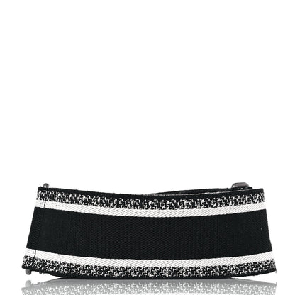 Christian Dior Canvas Embroidered Shoulder Strap Black White 2 of 9