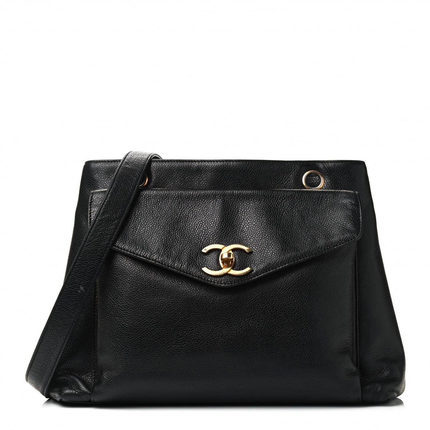 Caviar Flap Shoulder Bag Black