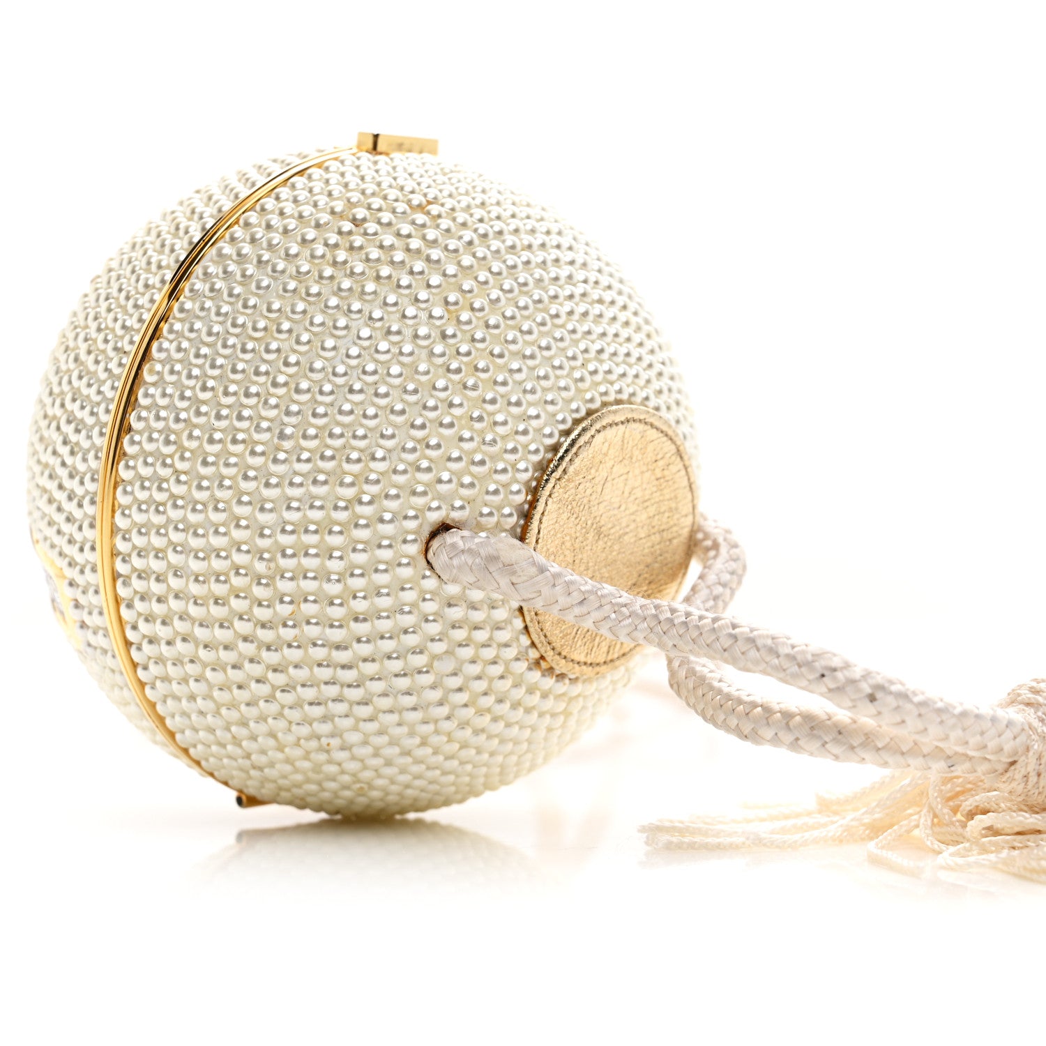 Judith Leiber Swarovski Crystal Disco Ball Minaudiere Clutch White Gold 9 of 14