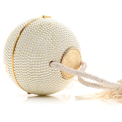 Judith Leiber Swarovski Crystal Disco Ball Minaudiere Clutch White Gold 9 of 14