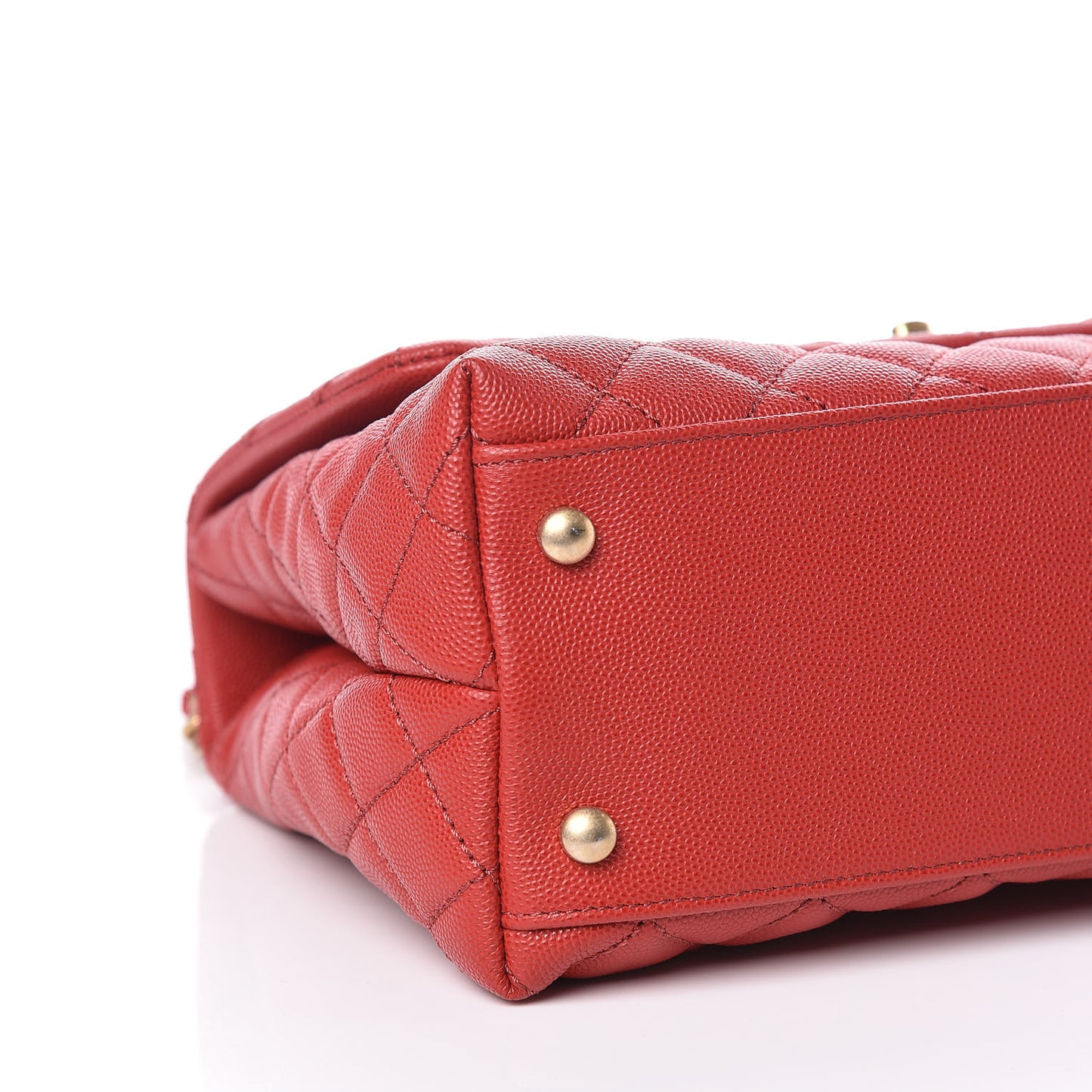 Caviar Quilted Small Coco Handle Flap Red