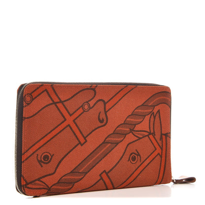 Hermes Toile Steeple GM Wallet Cornaline 3 of 7