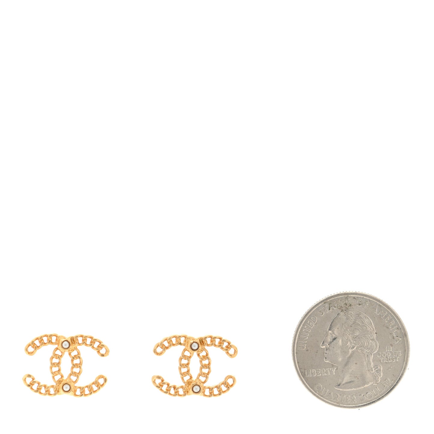 CC Chain Link Earrings Light Gold