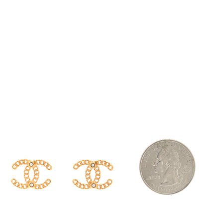 Chanel CC Chain Link Earrings Light Gold 2 of 4