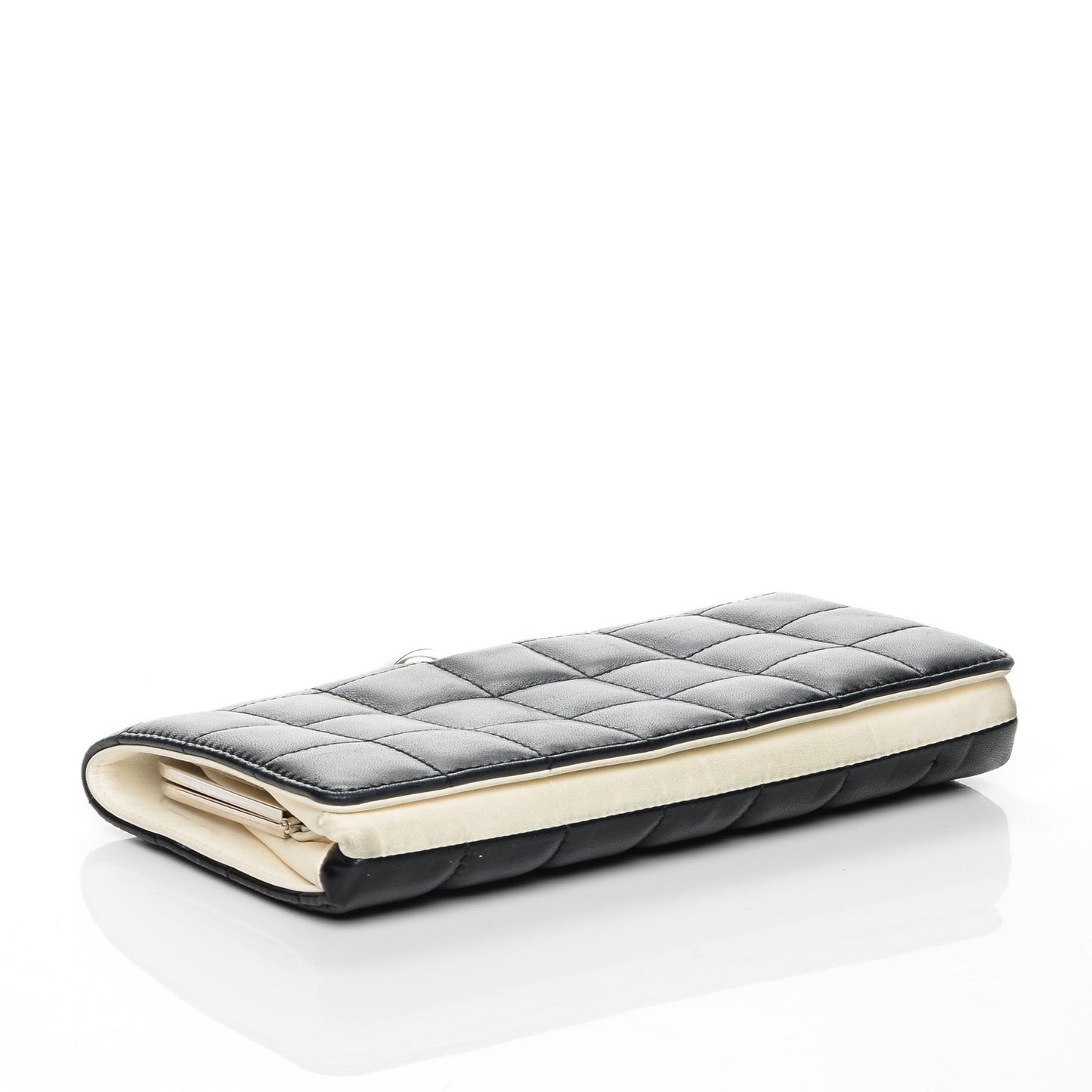 Lambskin Quilted Crystal Ball Clutch Black