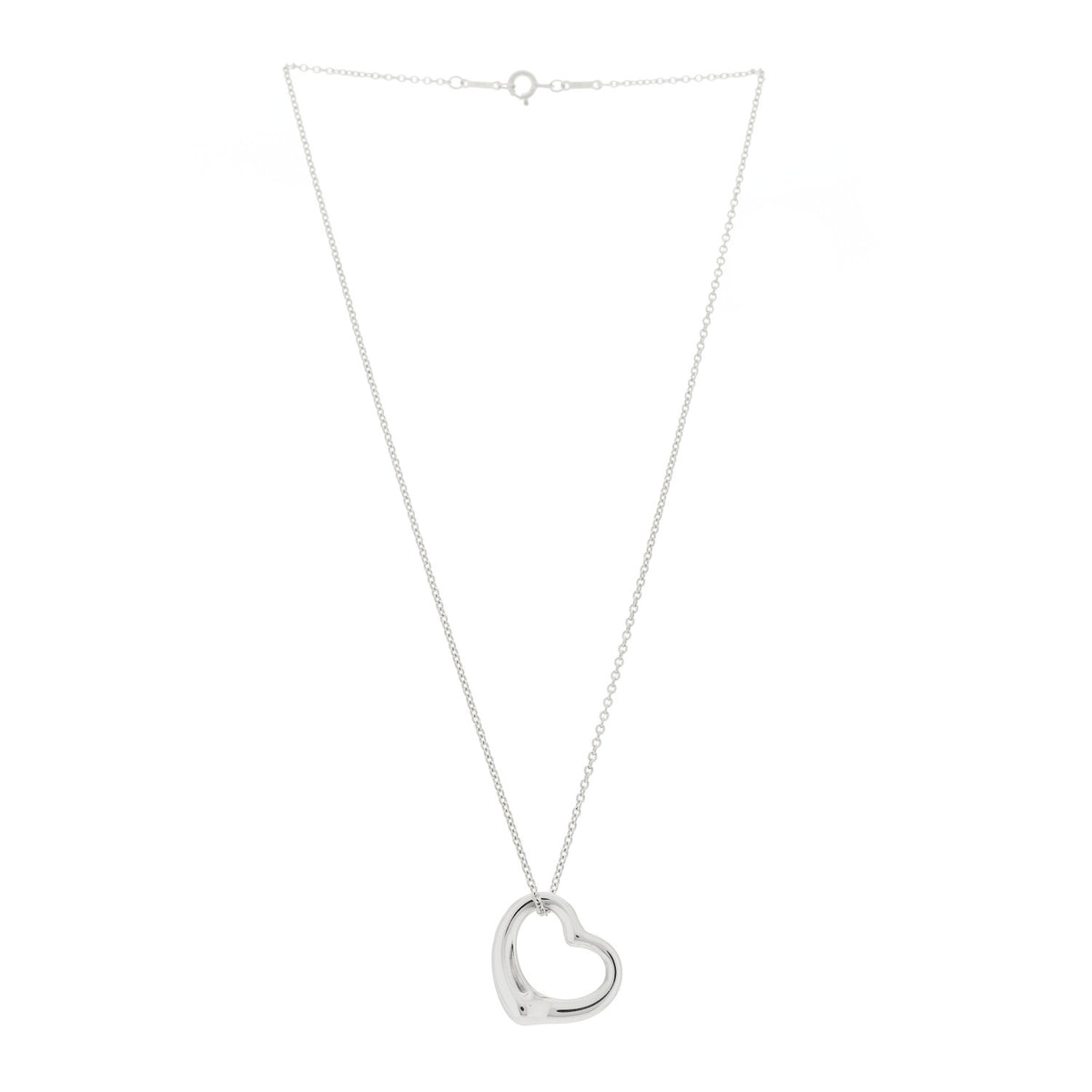 Sterling Silver 16mm Elsa Peretti Open Heart Pendant Necklace