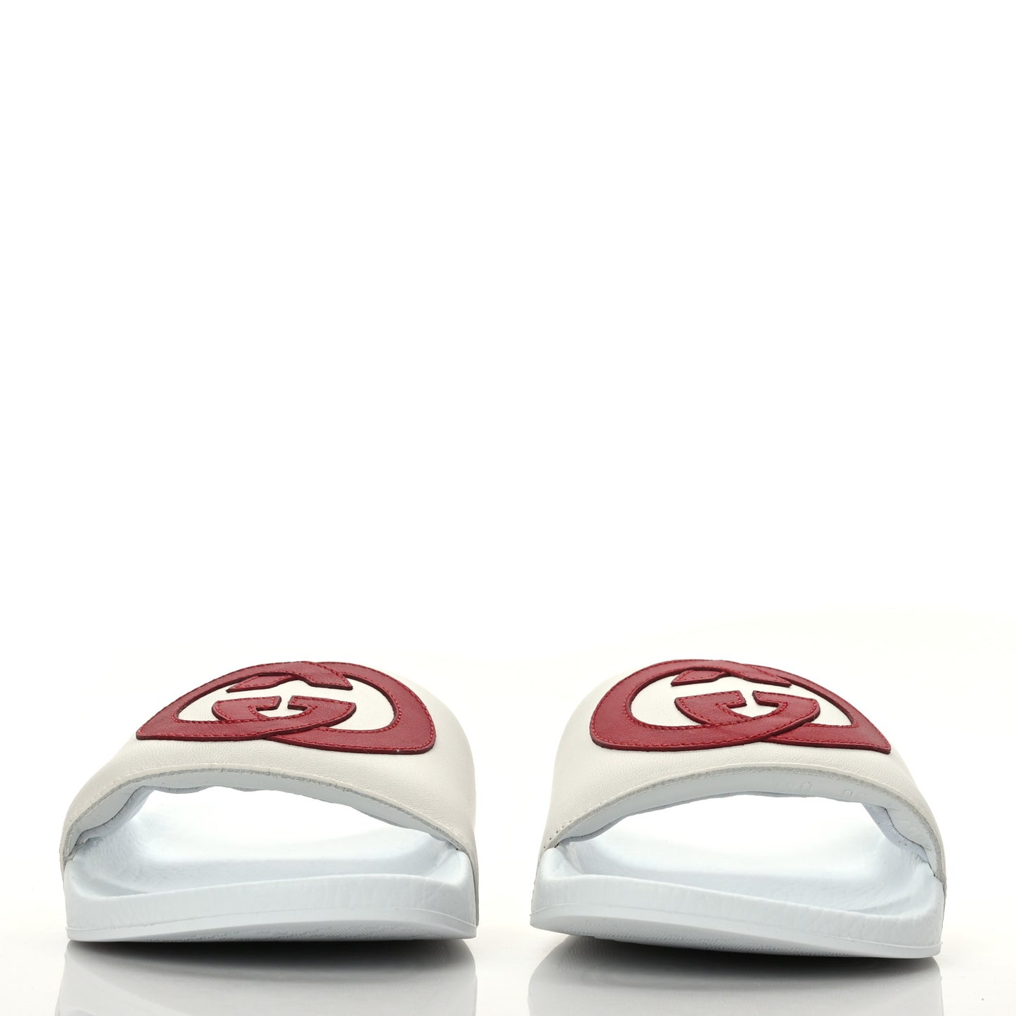 Nappa Miro Soft Calfskin Womens Interlocking G Slide Sandals 38 Great White Hibiscus Red