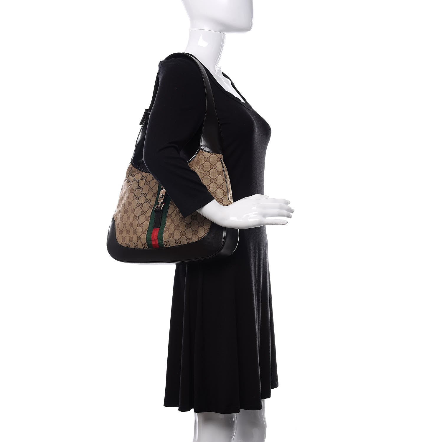 Gucci Monogram Web Jackie O Hobo Dark Brown 2 of 12