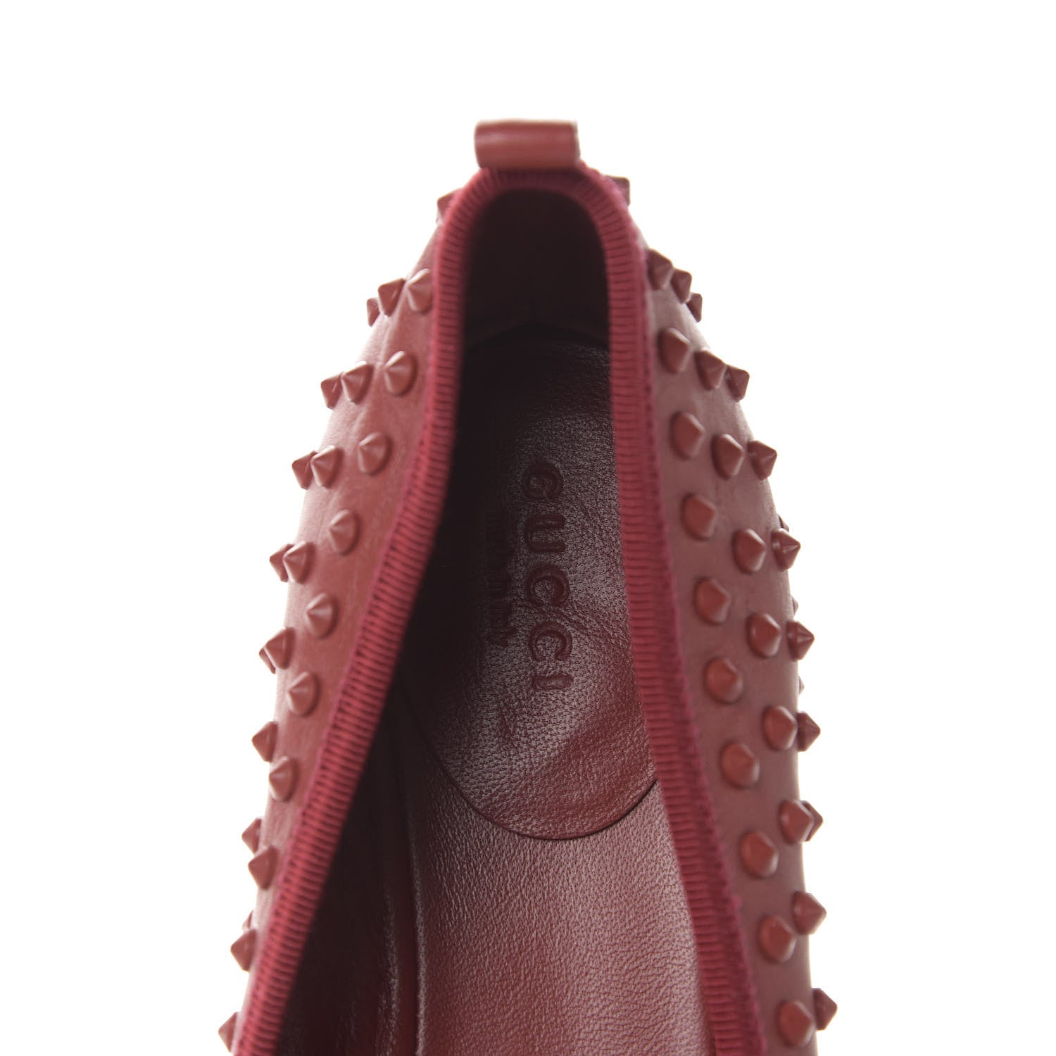 Gucci Calfskin Studded Ballerina Flats 38 Red 6 of 8