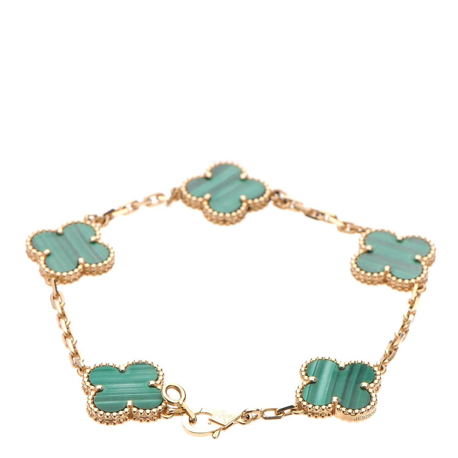 Van Cleef & Arpels 18K Yellow Gold Malachite 5 Motifs Vintage Alhambra Bracelet 3 of 5